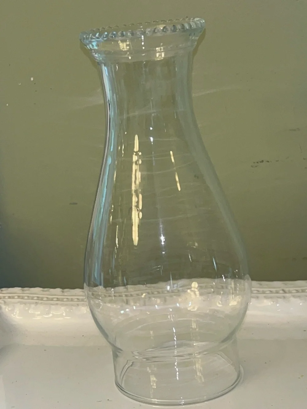 Clear Glass Hurricane Lamp Shade with Beaded Rim